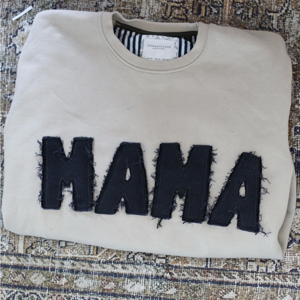 Women's Beige 'MAMA' Crew Neck Sweater